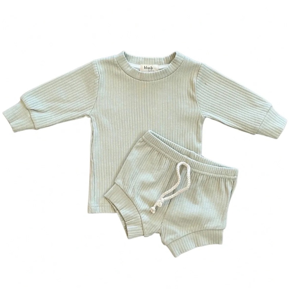PISTACHIO | Baby toddler ribbed organic short set